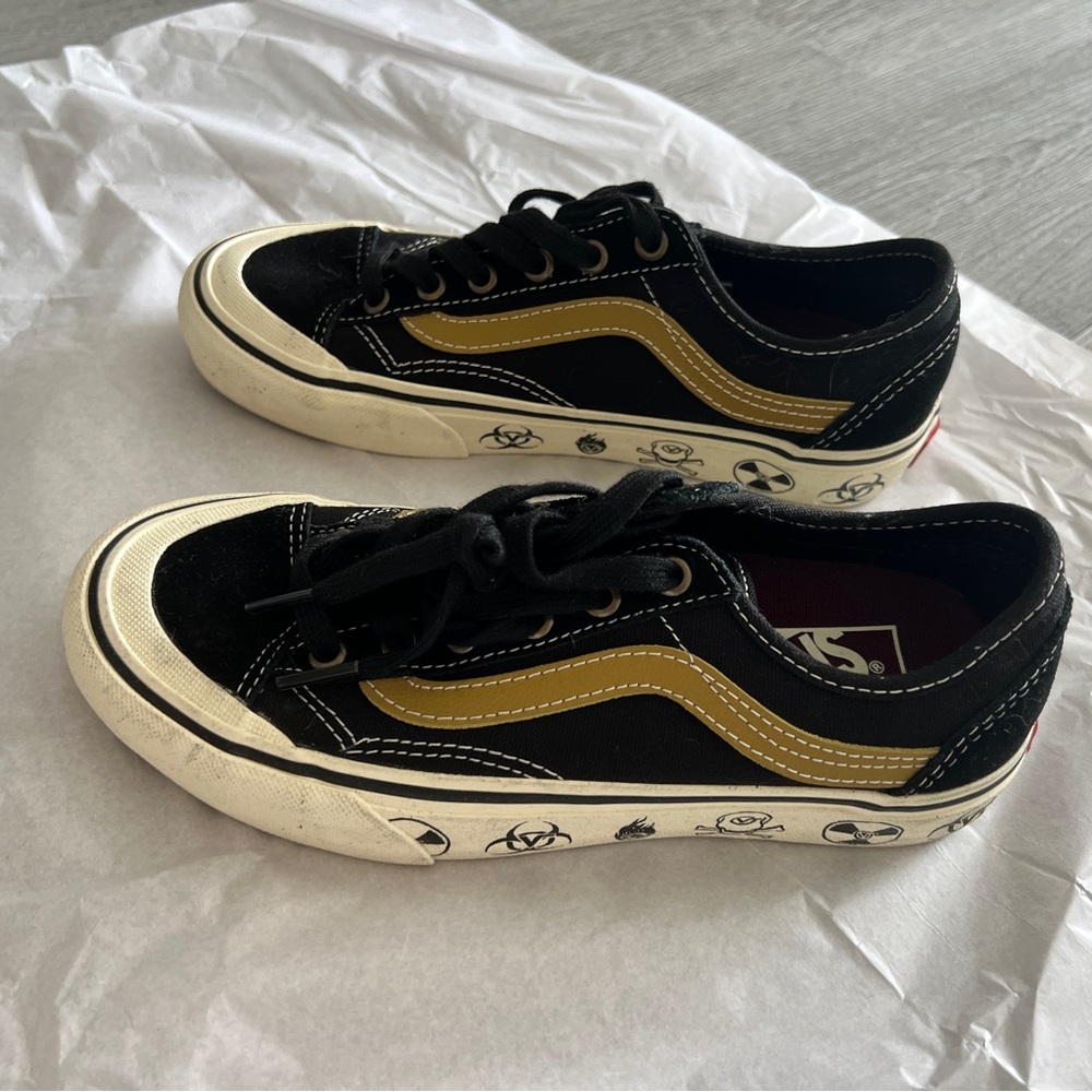 Vans Black Sole Printed Unisex Shoes Low-Top Sneakers